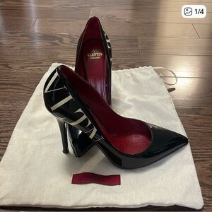 Valentino Garavani VLTN Black Patent Leather Heels 36